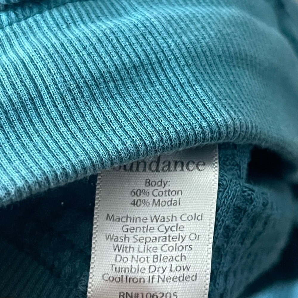 Sundance | Teal Blue Thermal Waffle Knit Drawstring Joggers Boho Cotton Blend - Picture 6 of 7